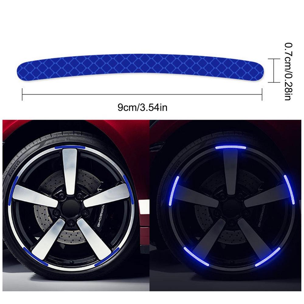 20Pcs Car Motorcycle Wheel Hub Reflective Strips Stickers Car Styling Decal Sticker Auto Moto Decor Decals Tape Accessories