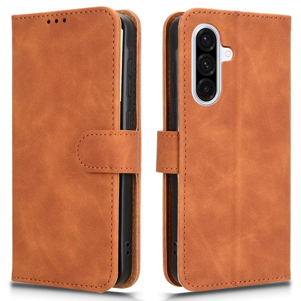 

Кожаный чехол для Samsung Galaxy A26 5G, приятный на ощупь, противоударный, кошелек, откидная крышка для телефона Brown