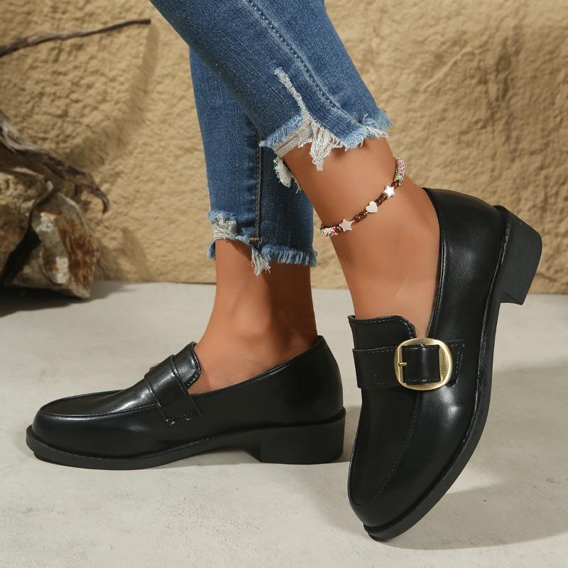 

Женские летние лоферы слипоны на толстой подошве в британском стиле, новые, с круглым носком и плоским каблуком, повседневная обувь, корейская версия, однотонные 36 чёрный