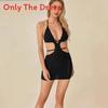 Sexy Spaghetti Strap Dress With Cross Ties For Summer Casual Wear