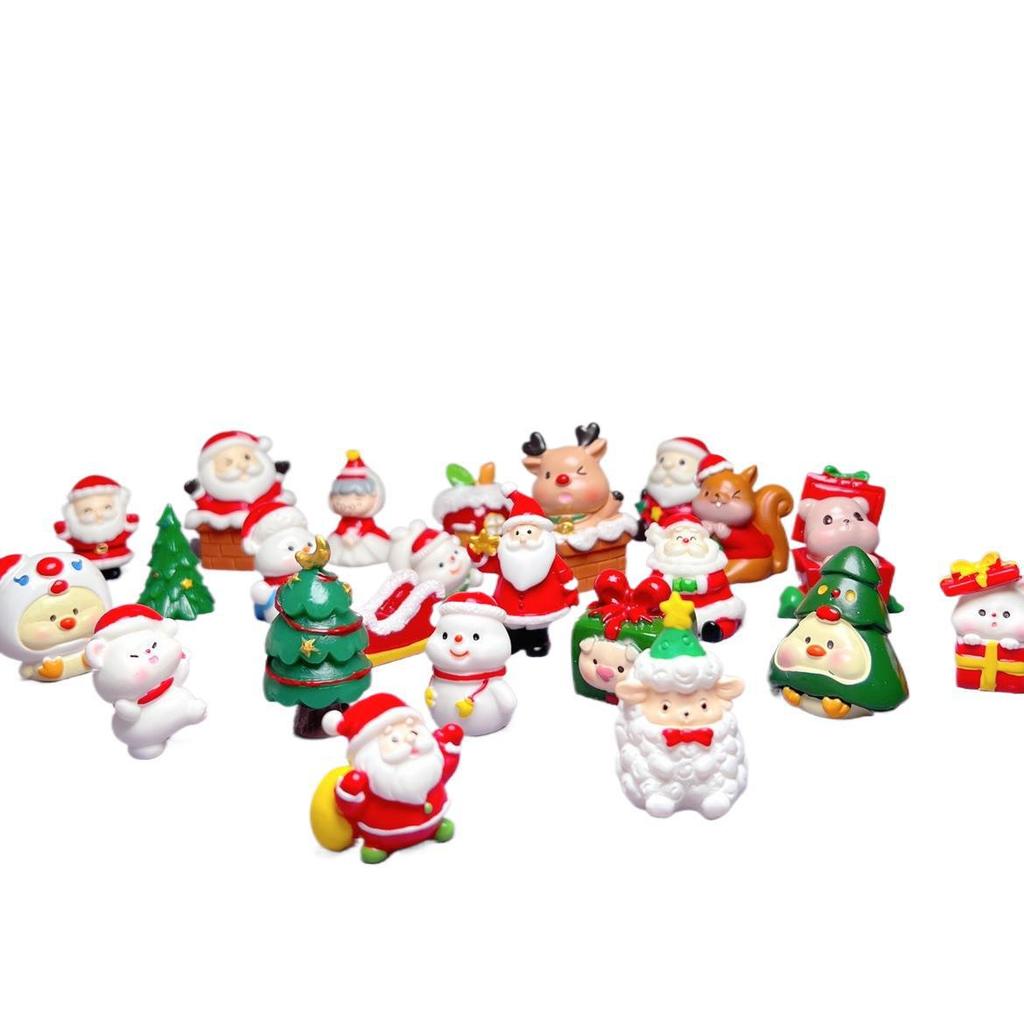 Santa Claus and Snowman Mini Figurine Ornament - Christmas Kid's Decoration