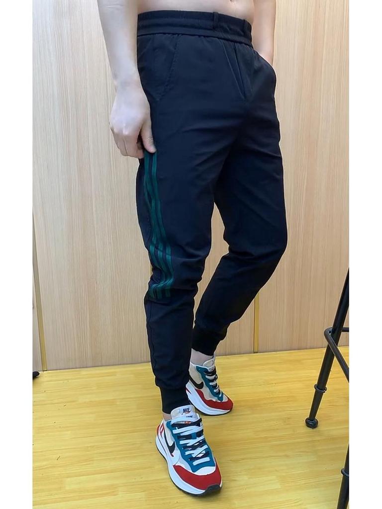 Men's Stylish Ice Silk Quick-Dry Harem Pants - Spliced, Fashionable, Versatile, and Trendy for Spring and Summer.