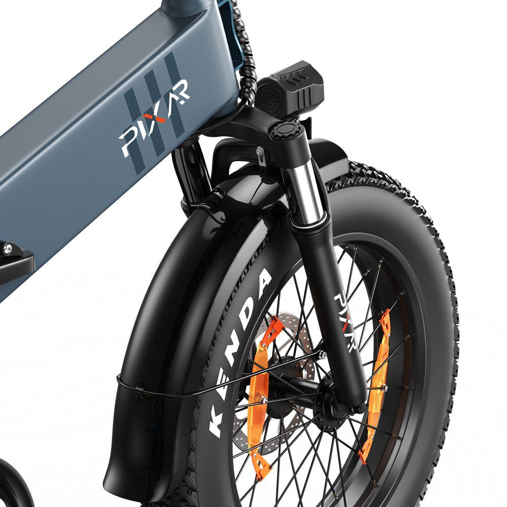 Vélo Électrique Pixar F2 Moteur 250W Pneu 20"x4.0" Vélo Électrique Pliable Ville 7 Vitesses Freins à Double Disque 48V 15Ah Suspension Fourche Avant