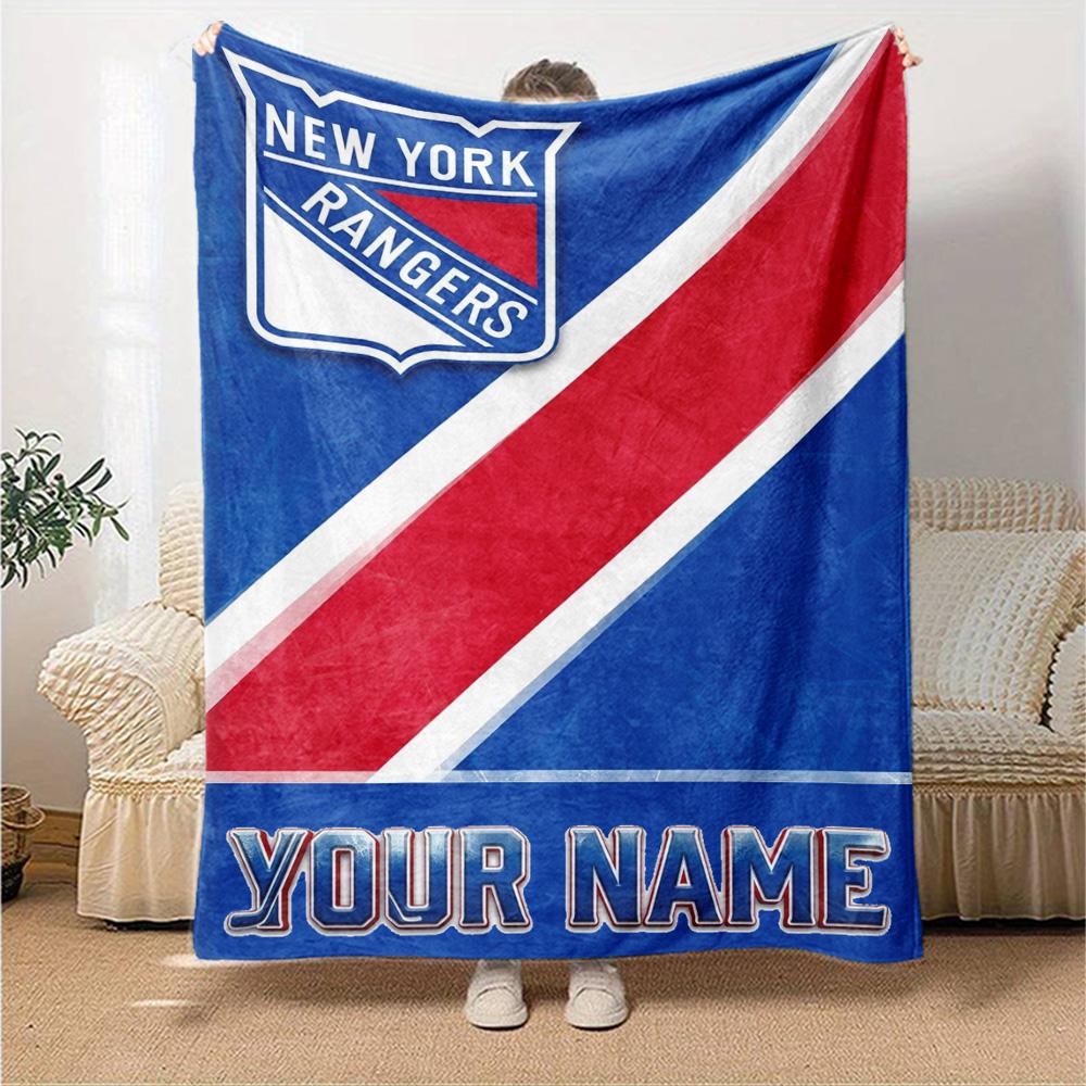Name Custom New York Rangers Print Flannel Blanket High Quality Warm Comfortable Cover for All Seasons Perfect for Gifts Home Decor