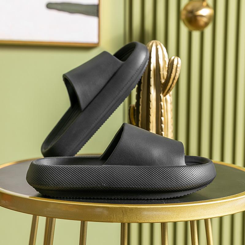 

Летние тапочки для мужчин и женщин, тапочки с мягкой подошвой из ЭВА, домашние шлепанцы, сандалии на плоской подошве, уличная пляжная обувь, мужские шлепанцы 44-45 чёрный