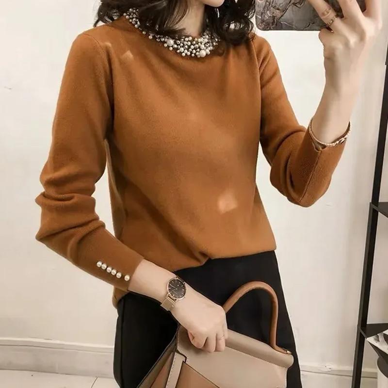 Sweater for Women Autumn Winter Thickened Pullover Warm Knitted Stretchy Long Sleeve Oversize Jumper Tops