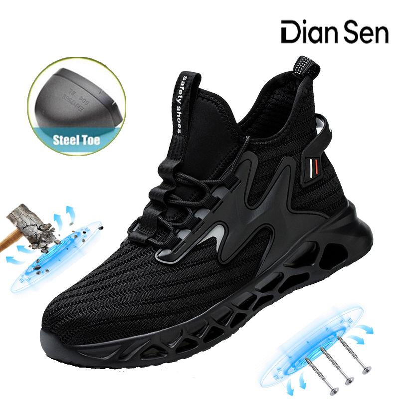 

Breathable Men Work Shoes Steel Toe Safety Boots Standard Anti-smash Anti-puncture Casual Boots for Warehouse & Logistics Work 36