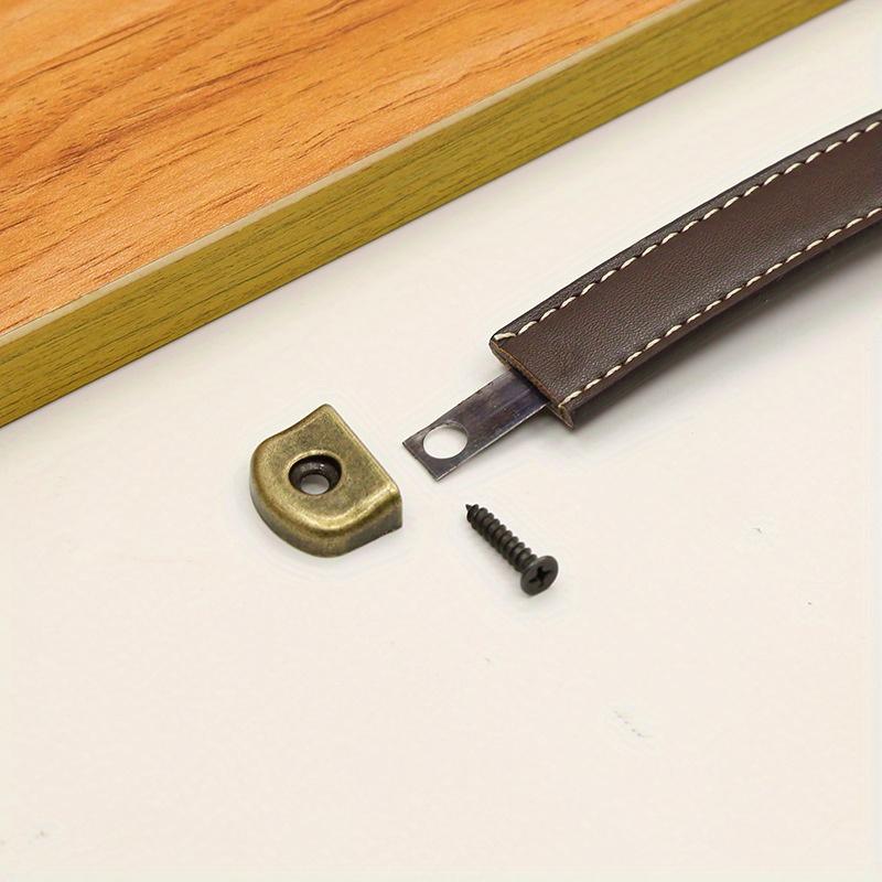 Leather Furniture Drawer Handles Wardrobe Door Handles Vintage Dresser Table Kitchen Cabinet Pull Built-in Iron Brown Handle