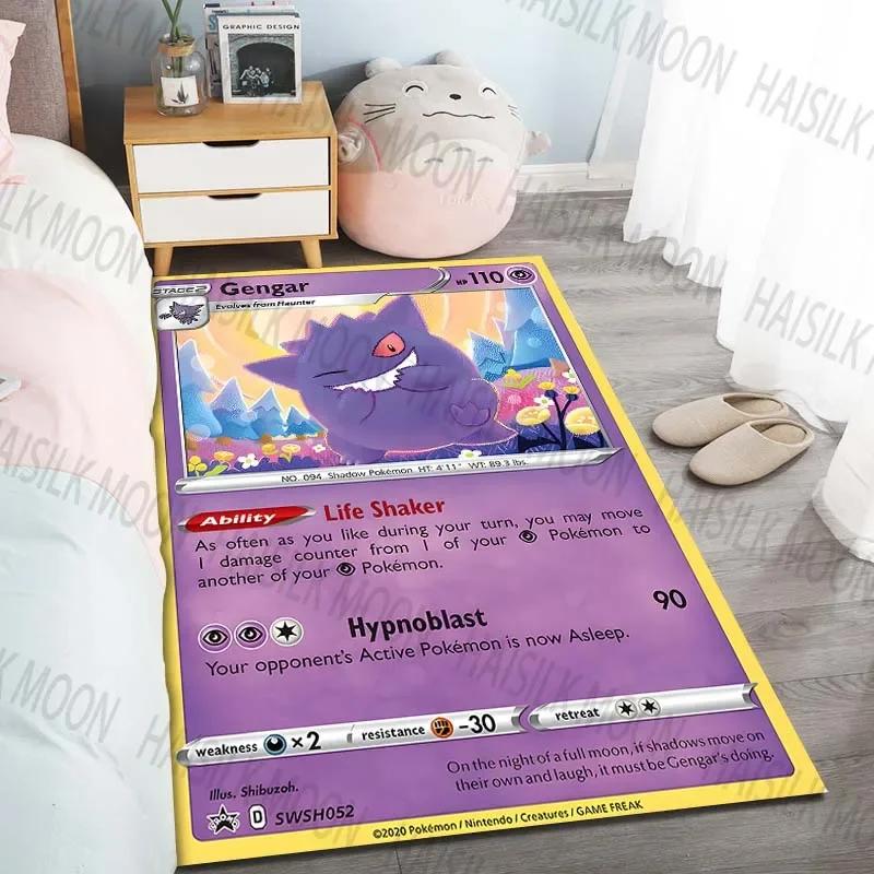 HD Classic Gengar Pokémon Cards Pattern Carpet for Living Room Bedroom, Sofa Floor Mat, Modern Simple Style,Machine Washable Rug