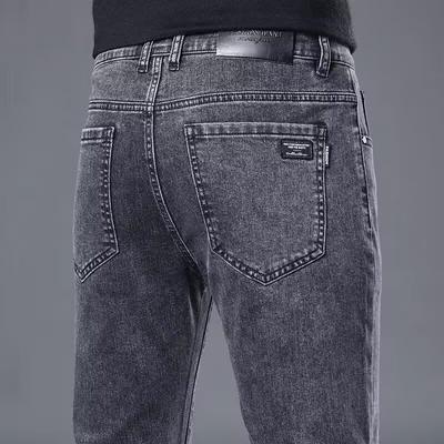 Herbstjeans für Herren, gerade, lockere Jugend-Übergröße, passende Slim Fit-Jeans, lässige Herrenhose für Herbst/Winter, reine schwarze Herrenhose
