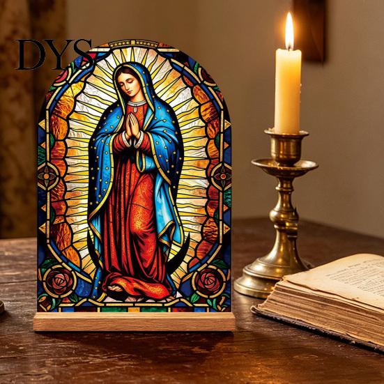 Exquisite Acrylic Table Centerpiece Catholic Statue Ornament, Tabletop Centerpiece, Freestanding Christian Unique Office Desk Accessories Religious