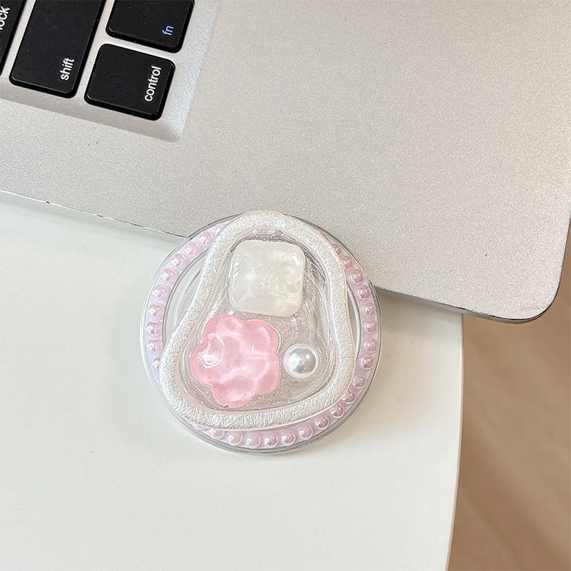 

Solid Color Beads Gemstones Magnetic Suction Mobile Phone Airbag Holder Stretchable Adhesive Creative Desktop Support Portable Ring Wholesale
