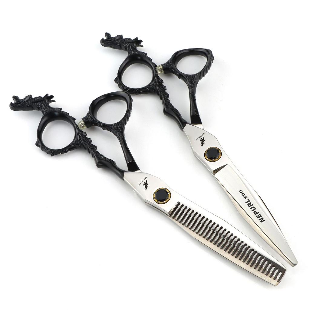 6.0 Inch Semi-Black Tail Dragon, Nepson Personality, Hair Scissors, Hair Scissors, Flat Cut Tooth Scissors, Thin Cut