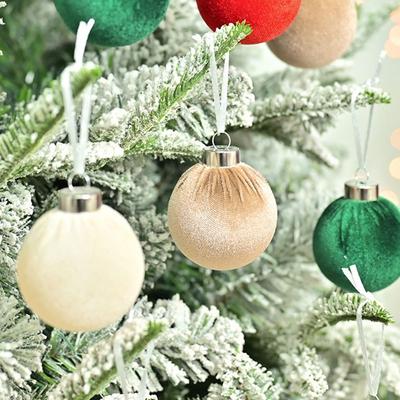 15 Stück 6cm Samt Weihnachtskugel Anhänger Bruchsicher Wiederverwendbar Weihnachts Hängekugeln Beflockte Weihnachtsbaumschmuck Partygeschenke