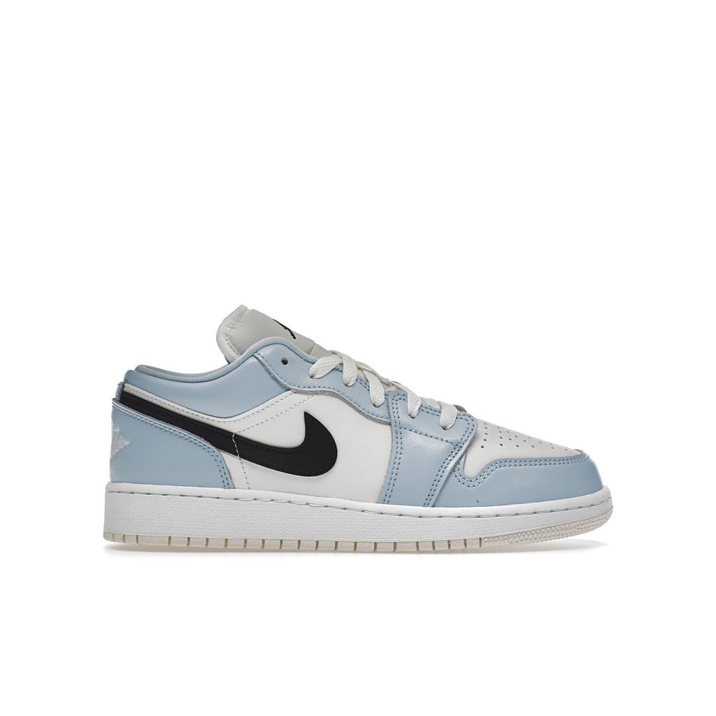 Air Jordan 1 Low GS Ice Blue Kids Sneakers Black Sail White 554723-401