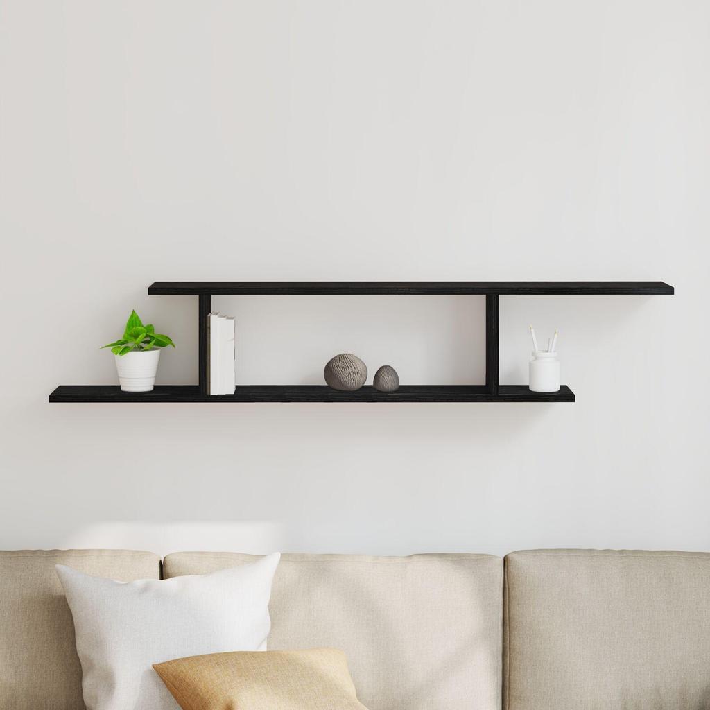 Wall-mounted decorative shelf for decorative storage display in bathroom, living room and hallway, 125x18x23 cm