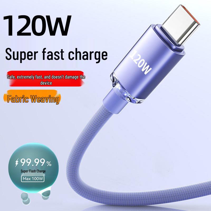 Crystal Shine 120W Typ-C Schnellladekabel für Huawei, Honor, Vivo, OPPO Geräte