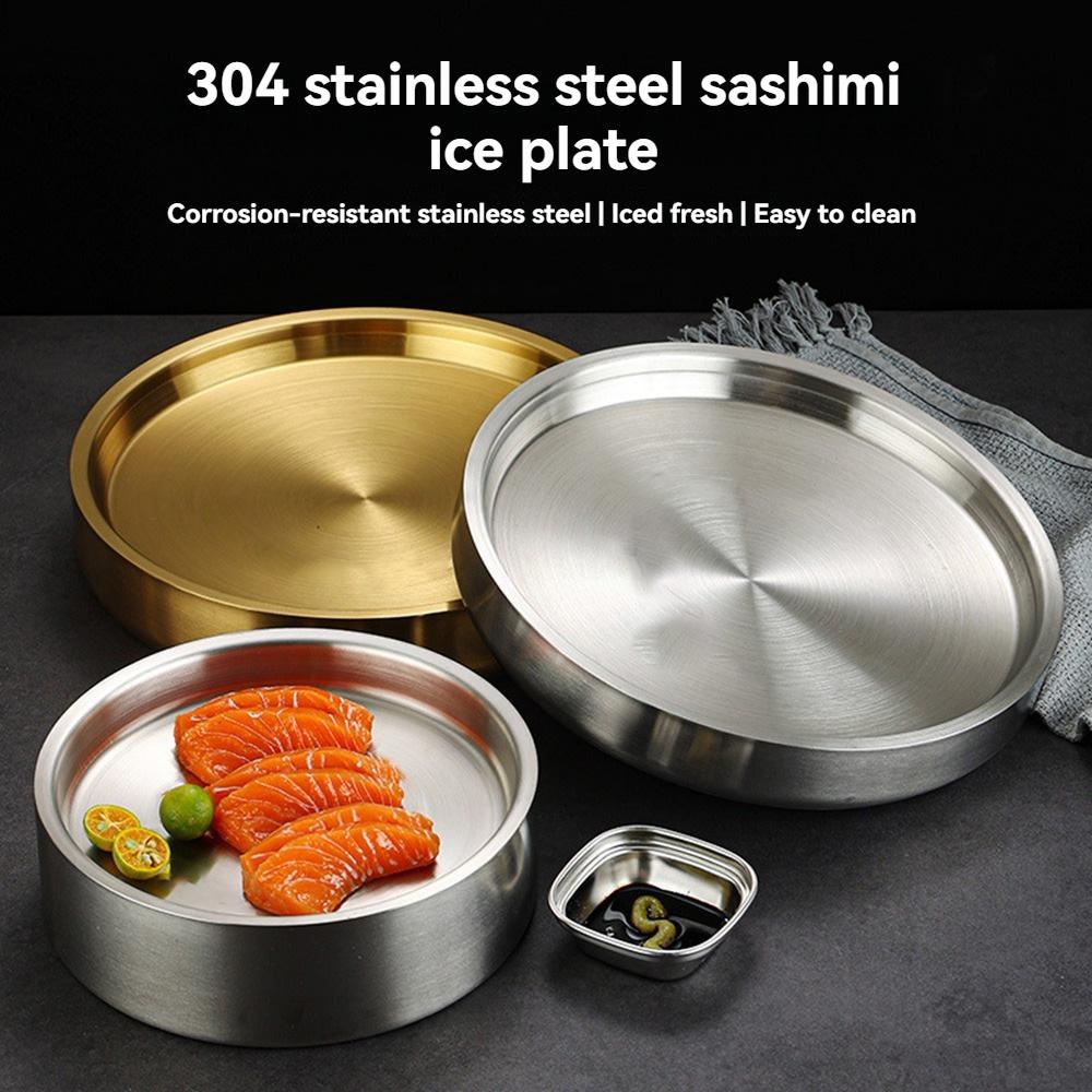 Stainless Steel Cold Tray, Appetizer Cold Plate with Ice Platter, Party Ice Tray, Food Fruit Cooled Shrimp Cocktail Plate
