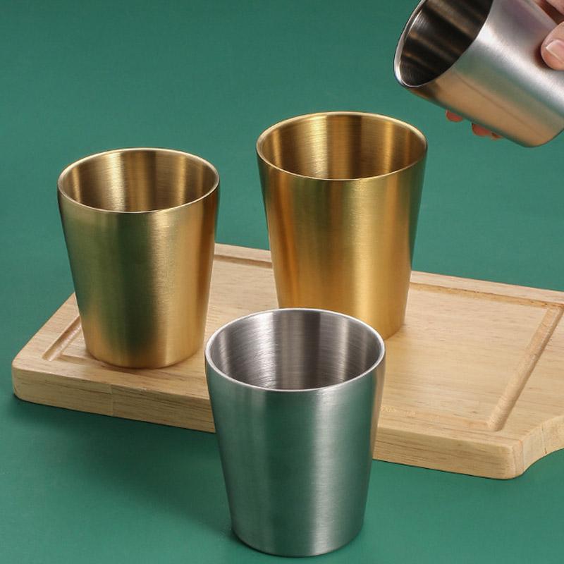 304 Dickwandiger Doppelwandiger Edelstahl-Bierkrug für Tee Kaffeetasse Trinkgeschirr Heißwasserbecher Reisebecherset Tragbares Trinkgeschirr