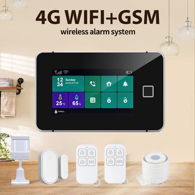 Sistema de Alarma Doméstico Inalámbrico 4G WiFi TY Panel de Alarma con Pantalla Táctil Completa de 4.3 pulgadas con Huella Digital