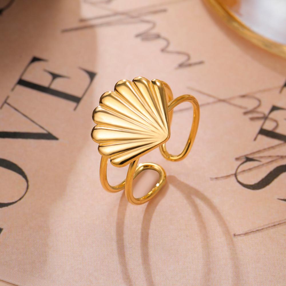 Verstellbare Muschel Seestern Ringe für Damen Edelstahl Sommer Strand Schmuck Gold Farbe Offene Fingerringe 2026 Trendig