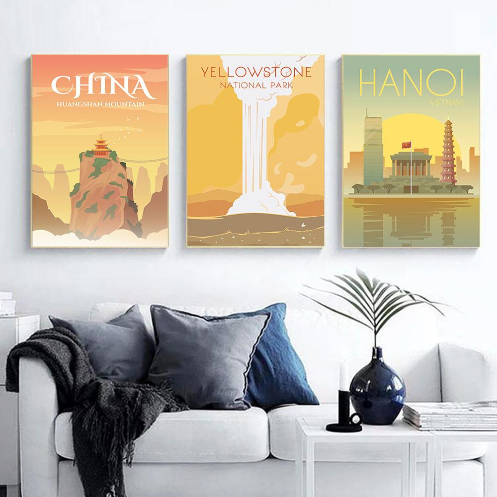 Hd Print Canvas Art Painting Spain Hanoi Holland China Bubai Sydney Vintage Travel Cities Landscape Posters Wall Art Picture
