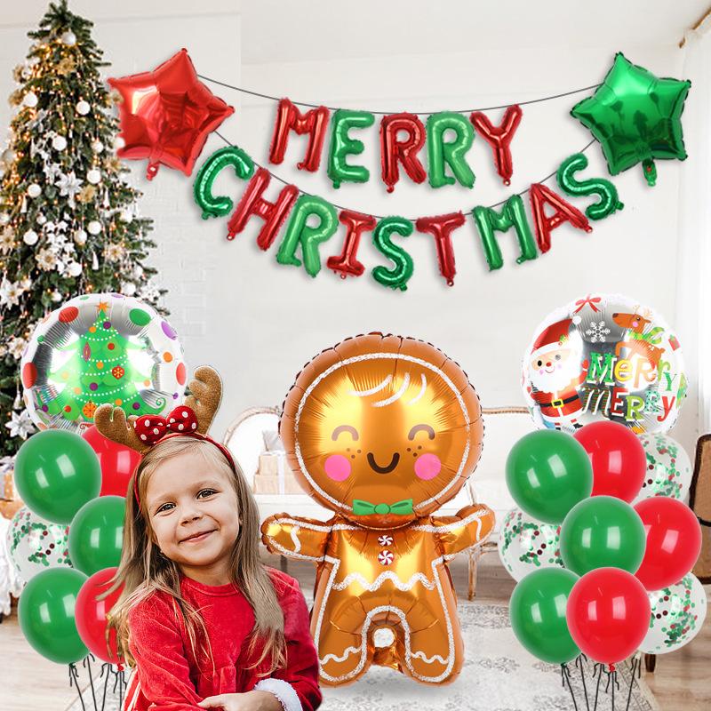Christmas Decoration Balloon Set Smiling Snowman Elk New Year Arrangement Christmas Tree Party Decoration