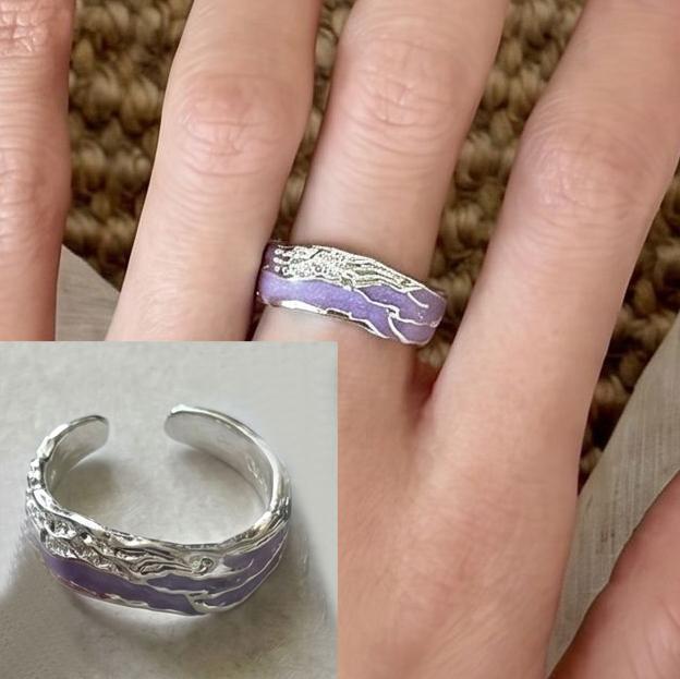 PANJBJ 925 Silver Golden Flower Rings For Women Drip Glaze Plant Irregular Adjustable Sweet Jewelry Gift