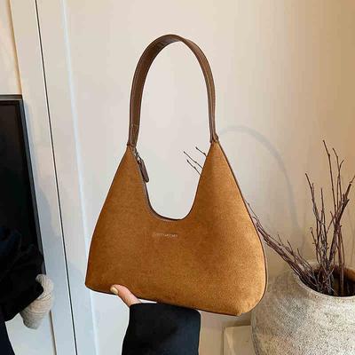 Vintage Frosted Lady Shoulder Bags High-Grade Sense Solid Color Women Armpit Bag Autumn Winter Fashion Handbags