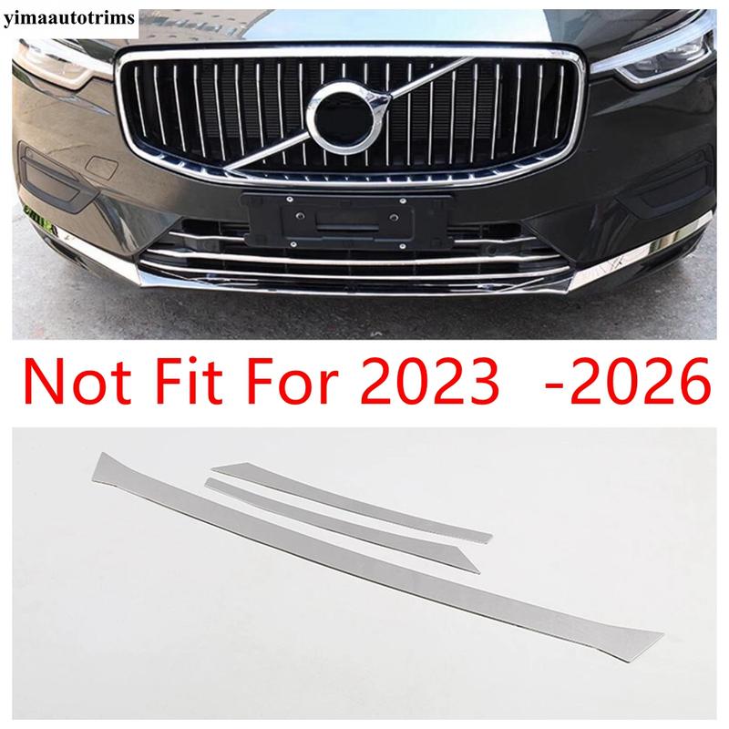 Car Front Bumper Lip Lower Grille Strip Decoration Cover Trim Stainless Steel Exterior Accessories For Volvo XC60 2018 -