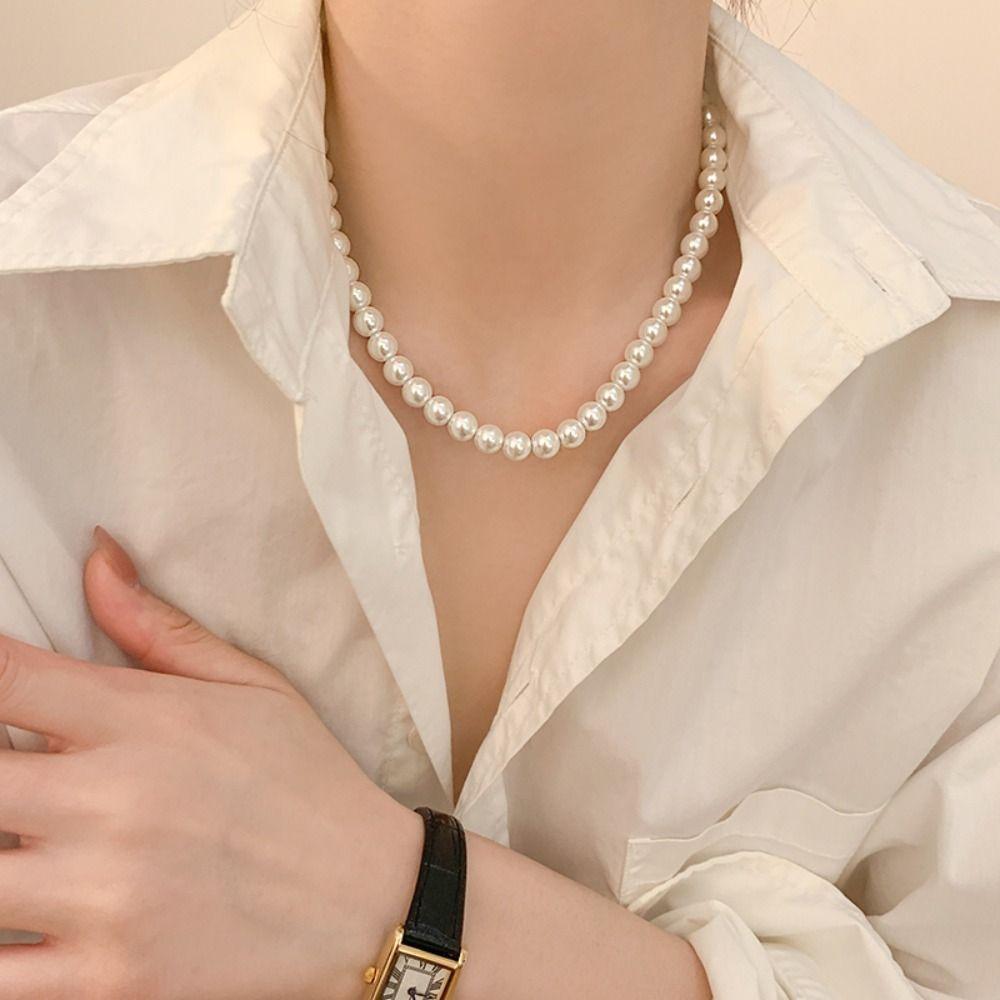 Luxury Vintage Clavicle Chain Imitation Pearl Sweater Chain Women Choker Korean Style Long Necklace