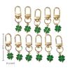 5/10Pcs Alloy Green Clover Key Chain Leaf Shaped Keychain Mobile Phone Charm Used For Diy Jewelry Accessories Holiday Gifts