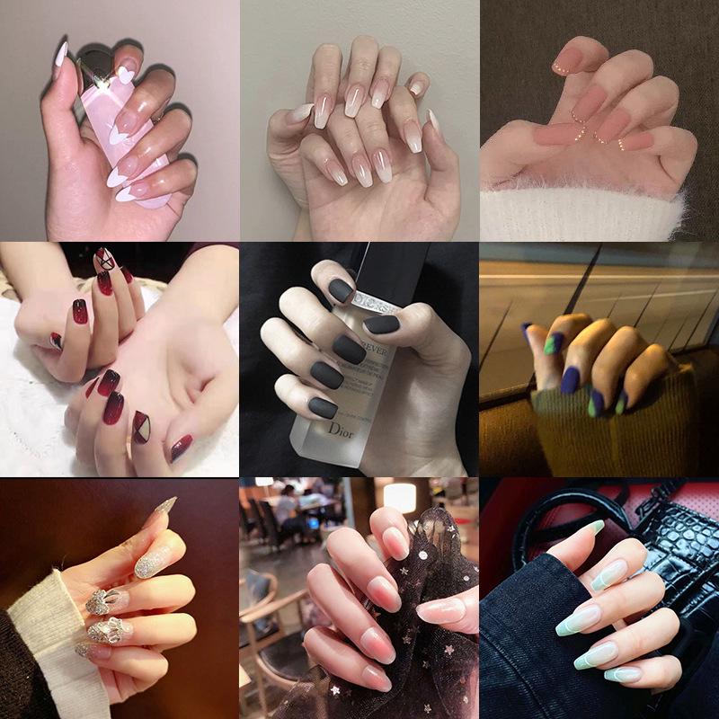 

Reusable Medium-Length Trapezoidal French False Nails – Removable Wearable Manicure Pieces