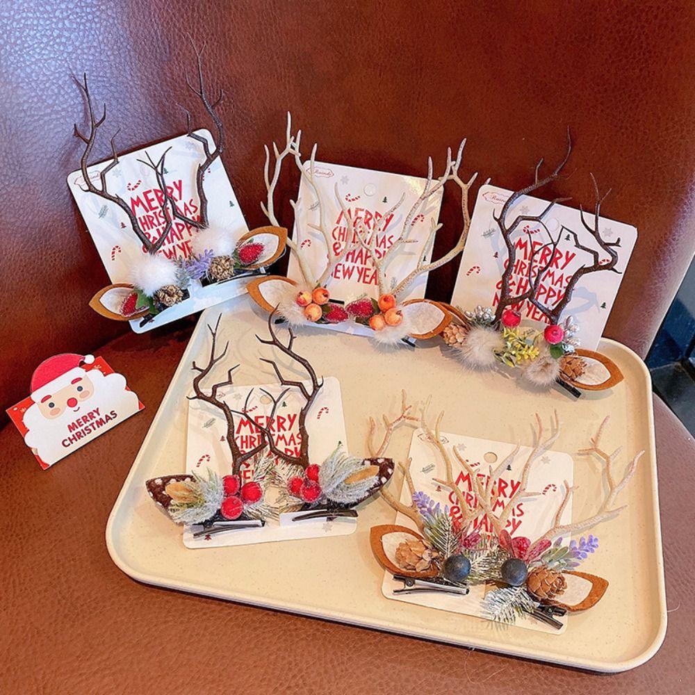 Barrette à cheveux en résine bois d'élan Créative Barrette de Noël Kawali Clip Renne de Noël Quotidien