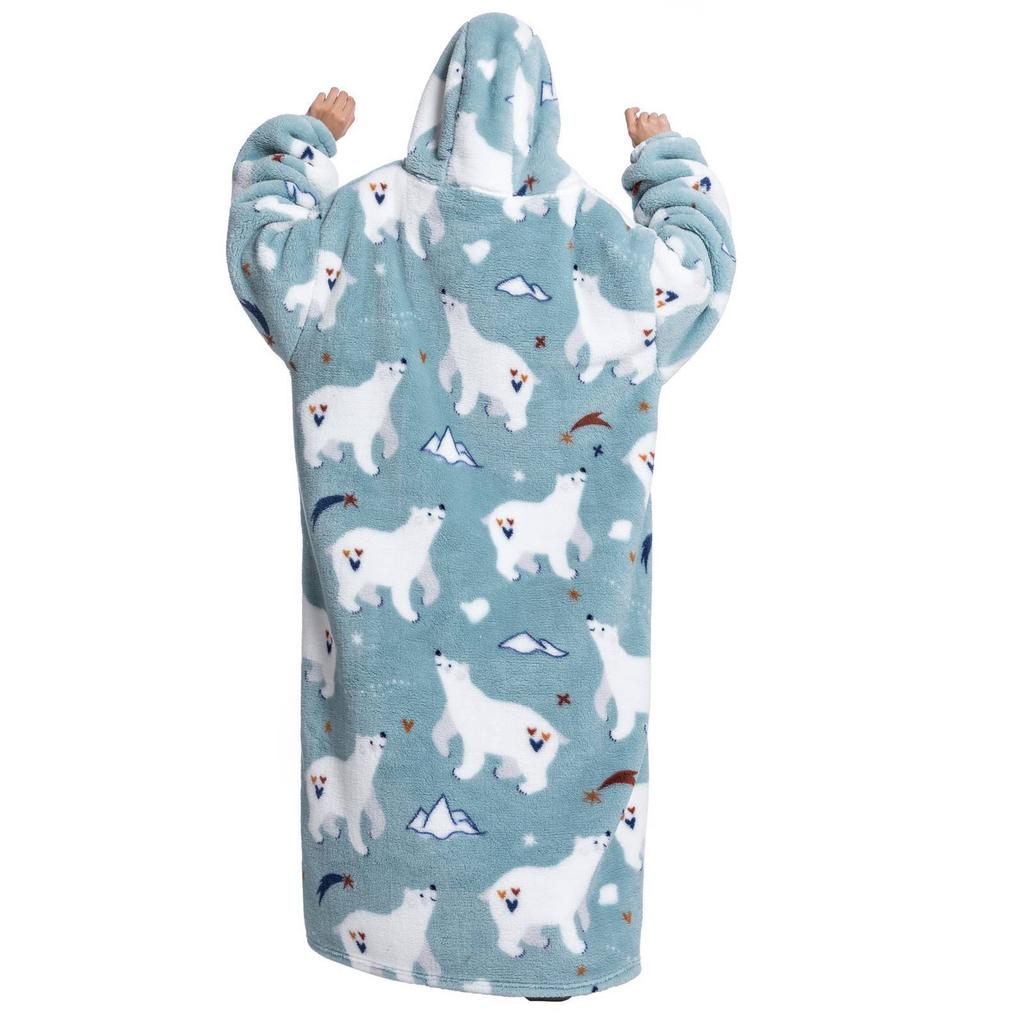 Wearable Blanket Women Home Soft Flannel Casual Print Oversized Hoodie Sweatshirt with Pocket for