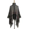 European and American High Neck Plaid Cape - Batwing Sleeve Knitted Pullover Shawl for Women