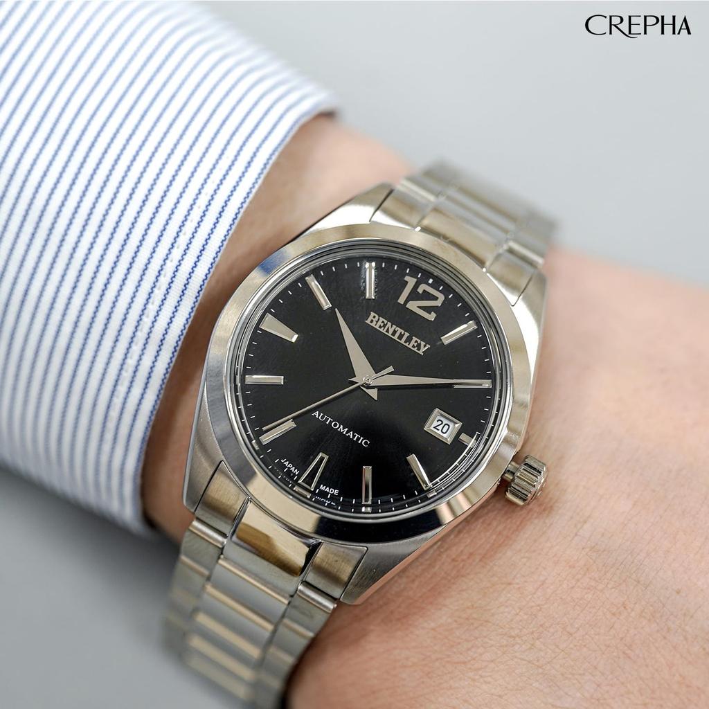 Automatic Watch Analog Mechanical Automatic Winding Waterproof Metal Band Bentley Black Silver [Clefer] Men's BT-AM392-BKS