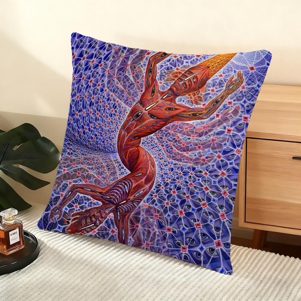 A-Alex G-Grey Trippy Cushion Cover Soft Short Plush Pillow Cover Smooth Cozy Texture Aesthetic Cushion Case Home Decor