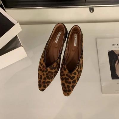 Fashion Fashion Women Flats Shoes Pointed Toe Shallow Shoes Casual Slip-on Loafers Flats Ladies Mary Jane Shoes Leopard Print Ballerinas