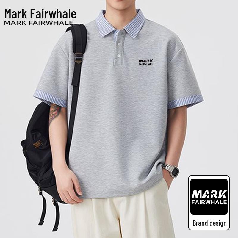 Mark Fairwhale Men s Color-block Lapel Polo Shirt 2XL