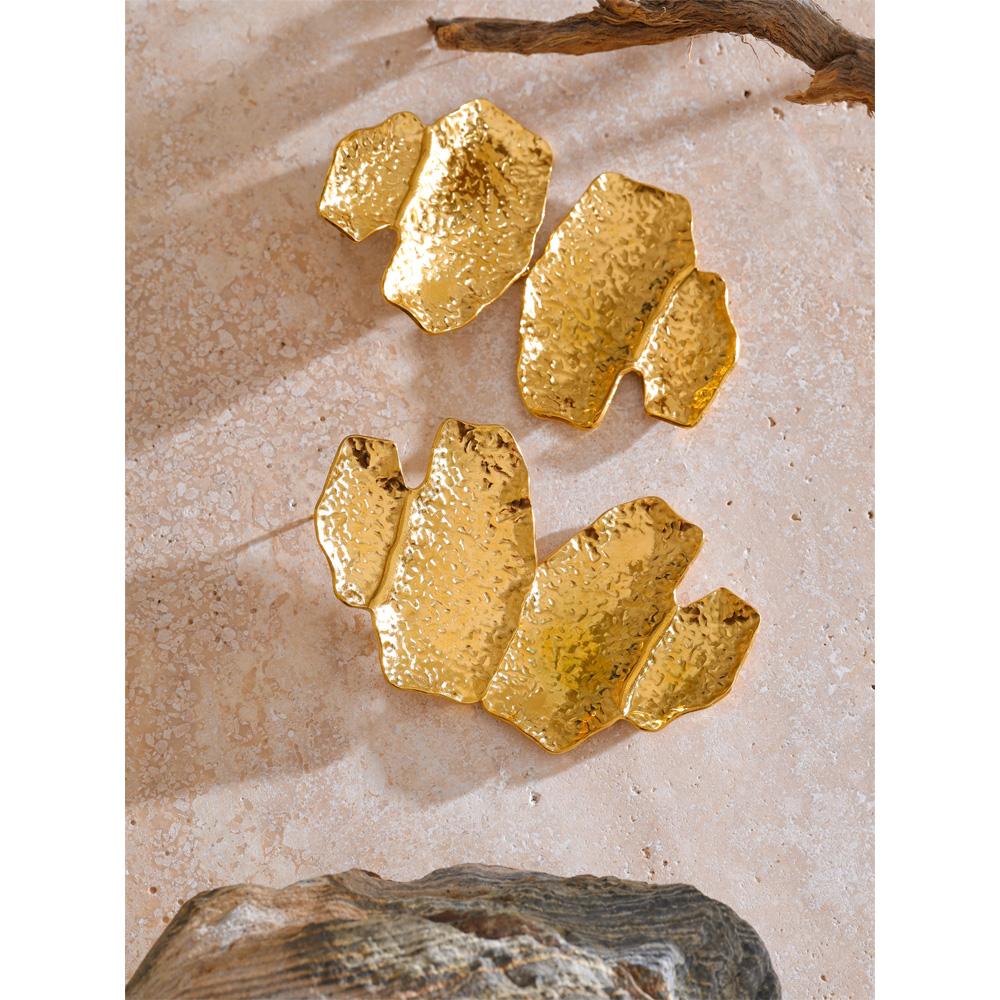 Eetit Statement Stainless Steel Hammer Metal Geometric Drop Big Earrings 18K Gold PVD Plated Attractive Daily Jewelry 2025