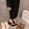 Muffin Thick-soled Sandals Pinch Feet Flip-flops Shoes Women's Shoes Fashion Outer Wear 2025 Summer Slope Heel Heightening Sandals