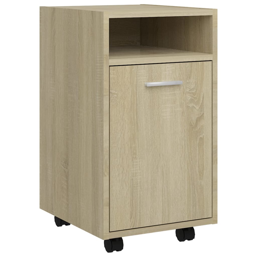 Side Table with Casters Sonoma Oak Finish 33 x 38 x 60 cm