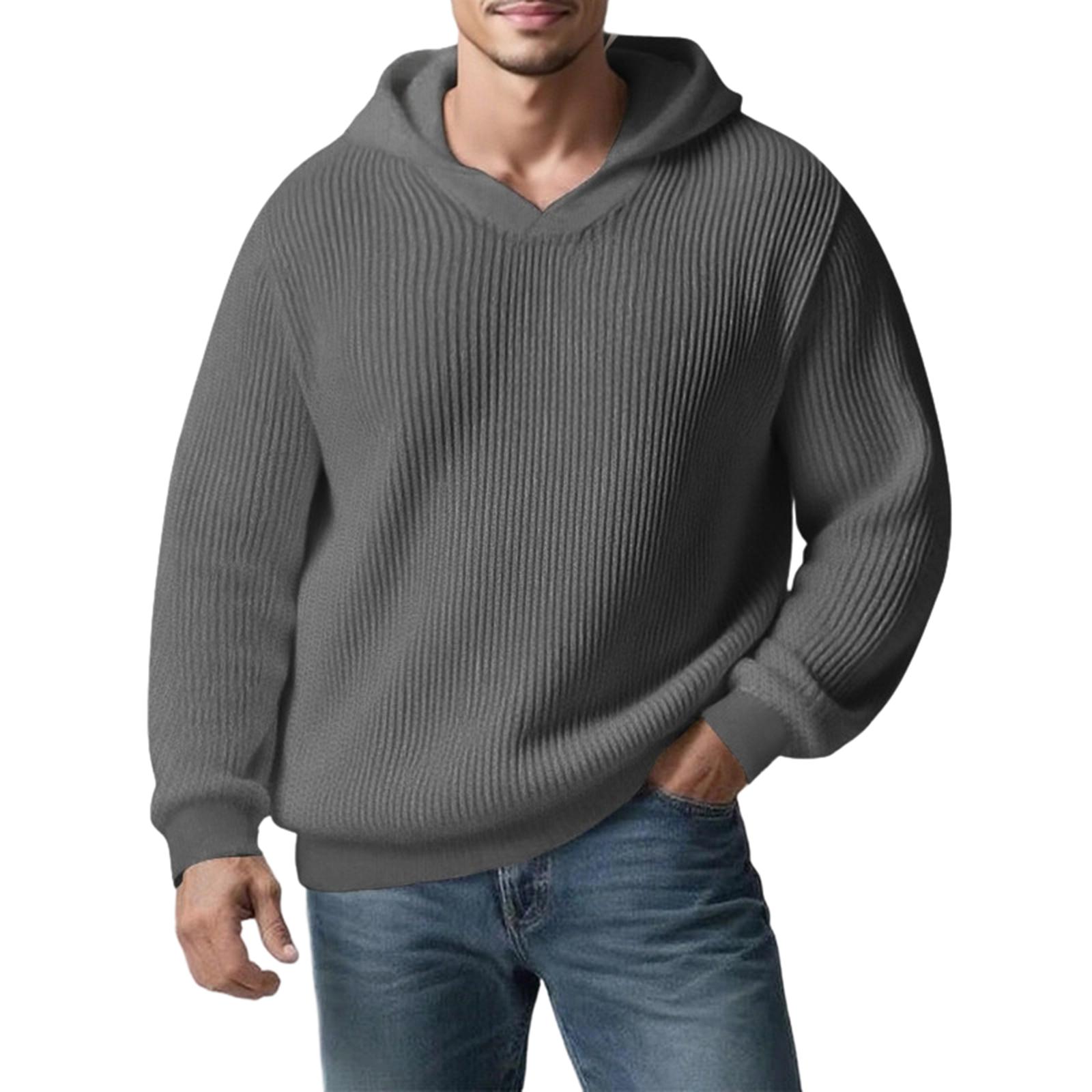 

Men s Leisure Hooded Hood Knitting Sweater XXXL