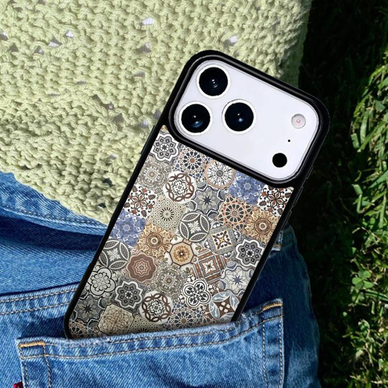 art Decorative Moroccan Tile Phone Case Cover for IPhone 11 12 13 14 15 16e 17 Pro Max Coque for IPhone 17 Air