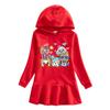 2026 Spring/Autumn Girls' Ruffle Rainbow Cartoon Hooded Long Sleeve Sweatshirt Dress