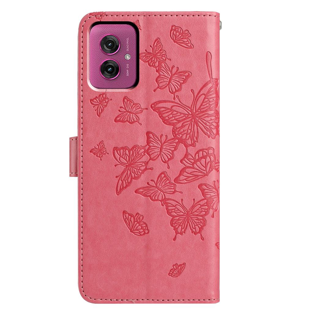 For Motorola Moto G55 5G Case Butterfly Imprinted Wallet Stand PU Leather Flip Phone Cover with Strap