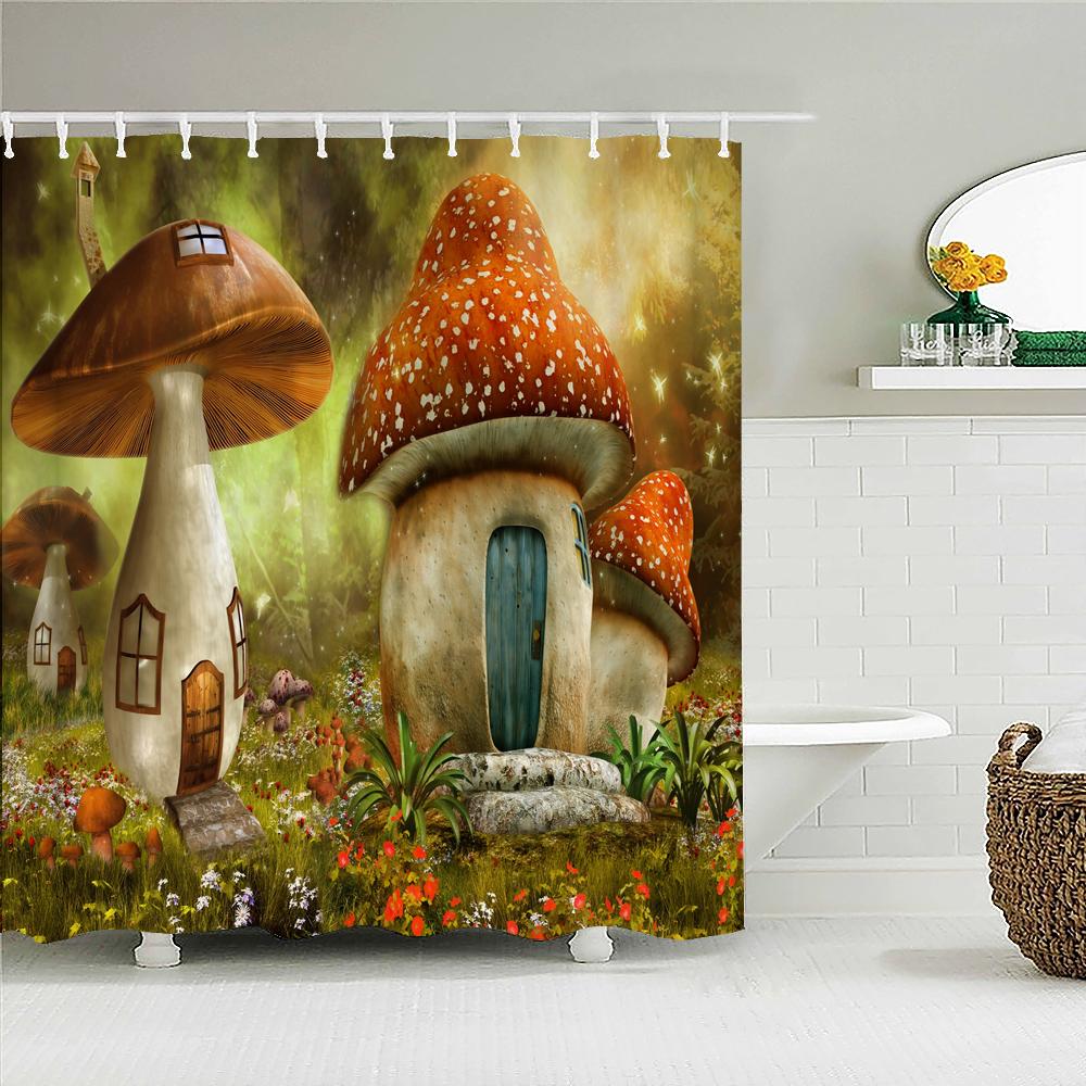 Fairy Dream Forest Shower Curtain Waterproof Bathroom Curtain Polyester Cartoon Fantasy Bath Curtain Home Decoration With Hooks