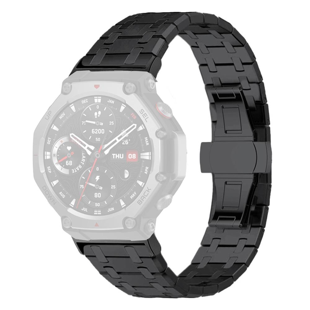 For Huami Amazfit T-Rex 2 Stainless Steel Watch Band with Butterfly Clasp