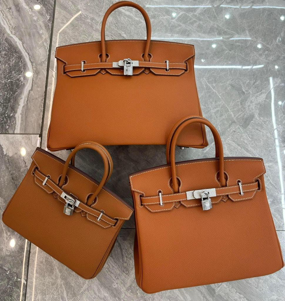 Large-capacity Litchi Pattern Togo Gold and Silver Diamond Genuine Leather Top-grain Cowhide Fashionable and Versatile Single-shoulder Handbag